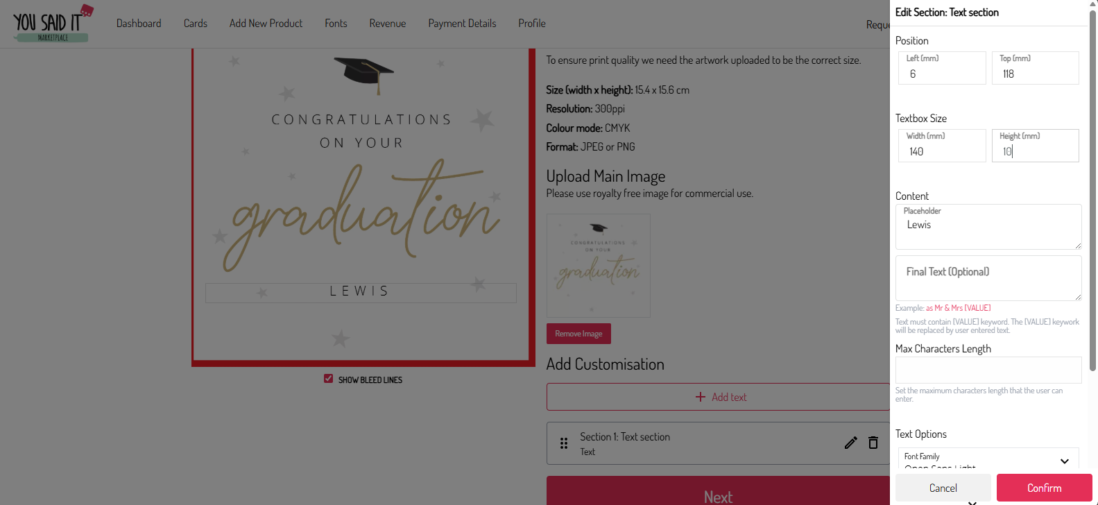 Review changes in real time and confirm the settings.
